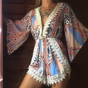 LF Romper Cover Up Bodysuit Lace